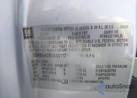 2010 Chevrolet Hhr Ls from USA, damaged, VIN 3GNBAADB5AS511213